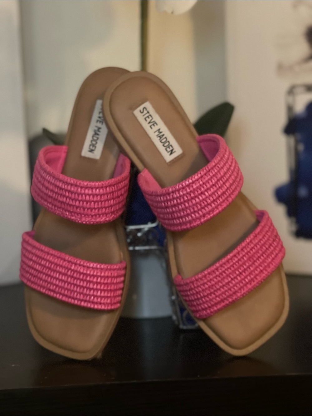 Steve Madden Hot Pink Double Band Slide Sandals